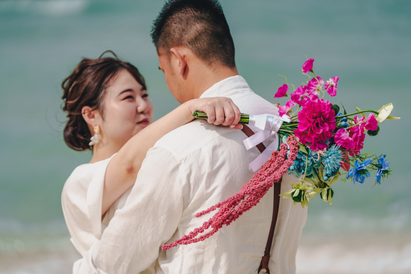 結婚式のイメージに合わせたブーケをご持参♪