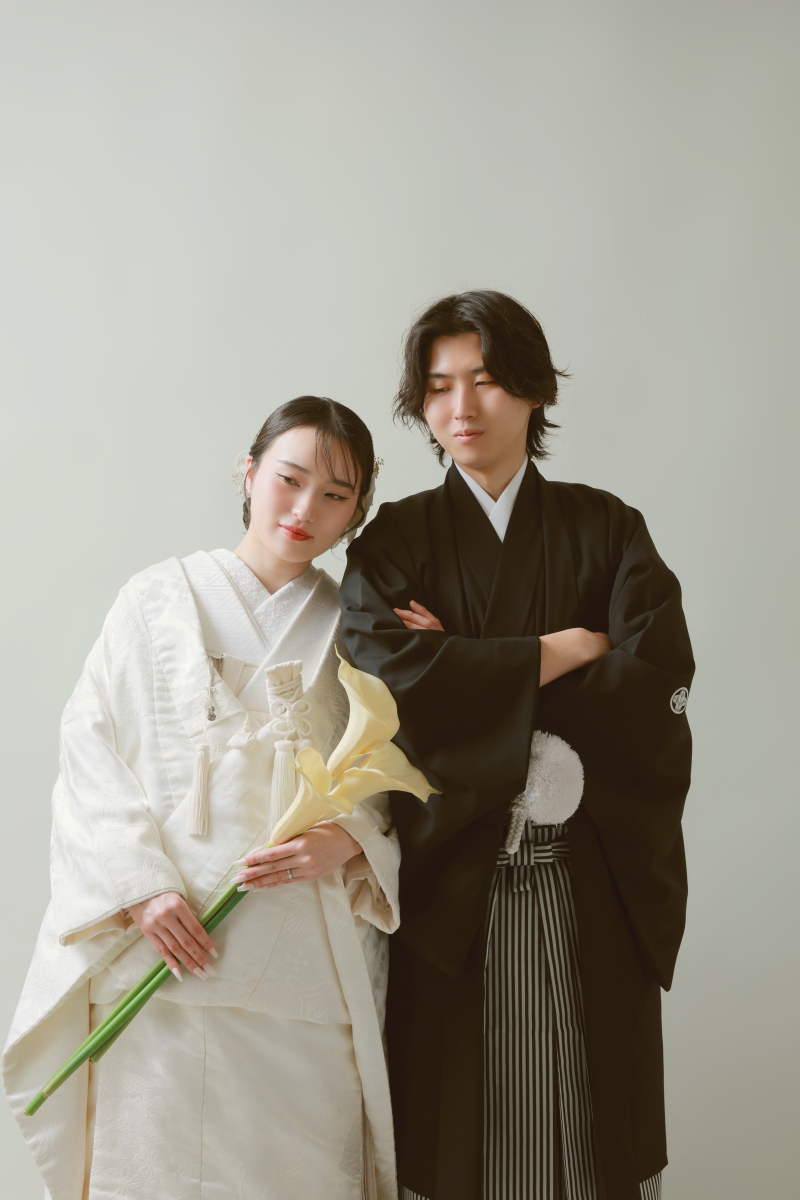 カラーブーケを持って・・・