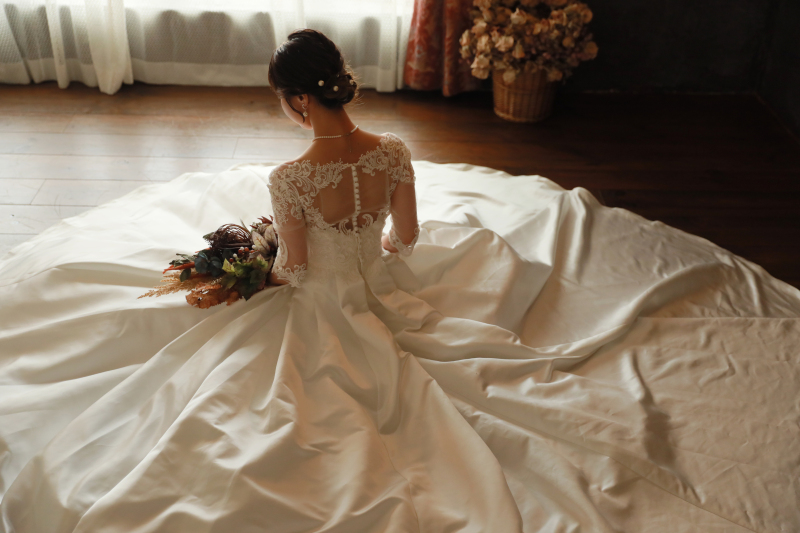 お袖付きウェディングドレス♡