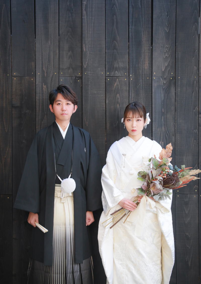 黒塀でクールな雰囲気のフォトウェディング♡