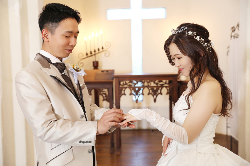 教会で指輪の交換シーン♪