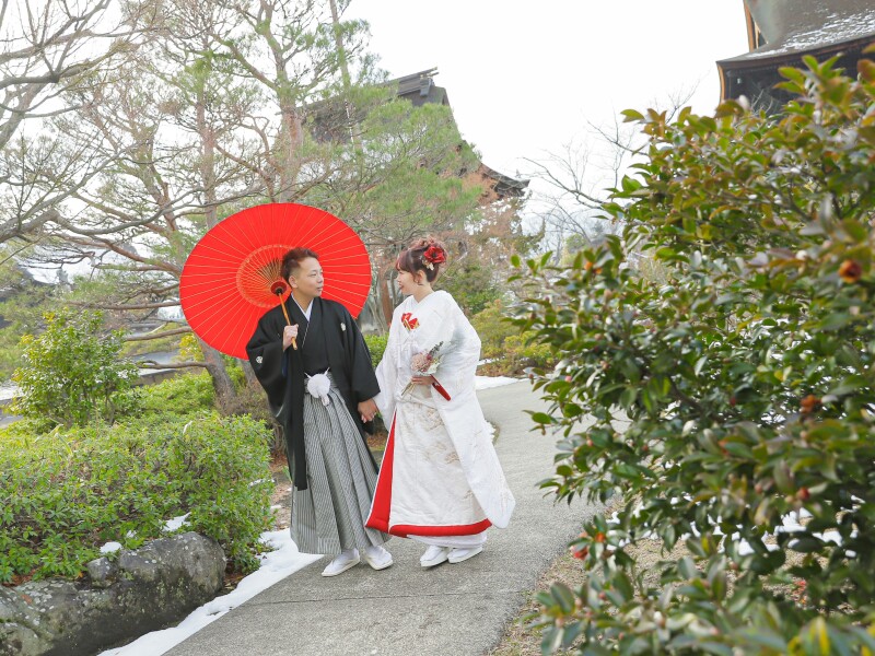 冬フォト【12月撮影】和装 善光寺ロケーション撮影《冬ならではの趣ある景色と二人らしさを残》》