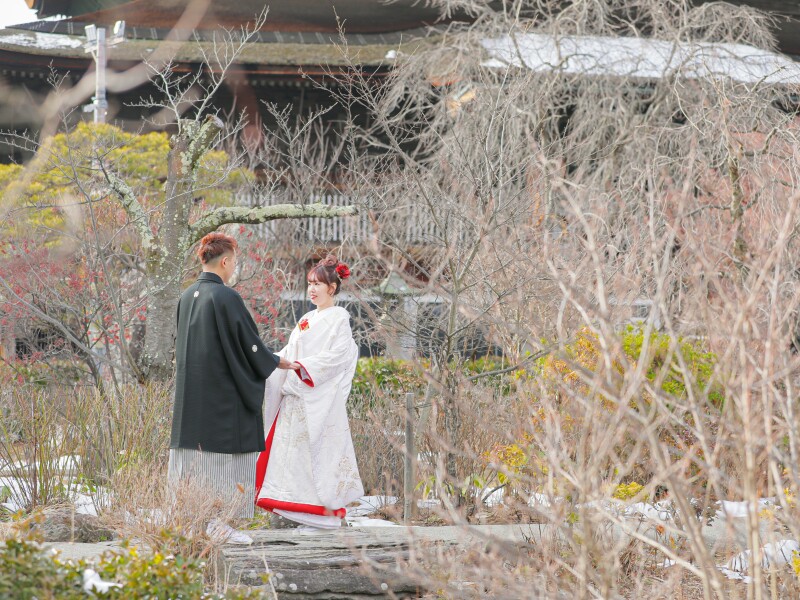 冬フォト【12月撮影】和装 善光寺ロケーション撮影《冬ならではの趣ある景色と二人らしさを残》》