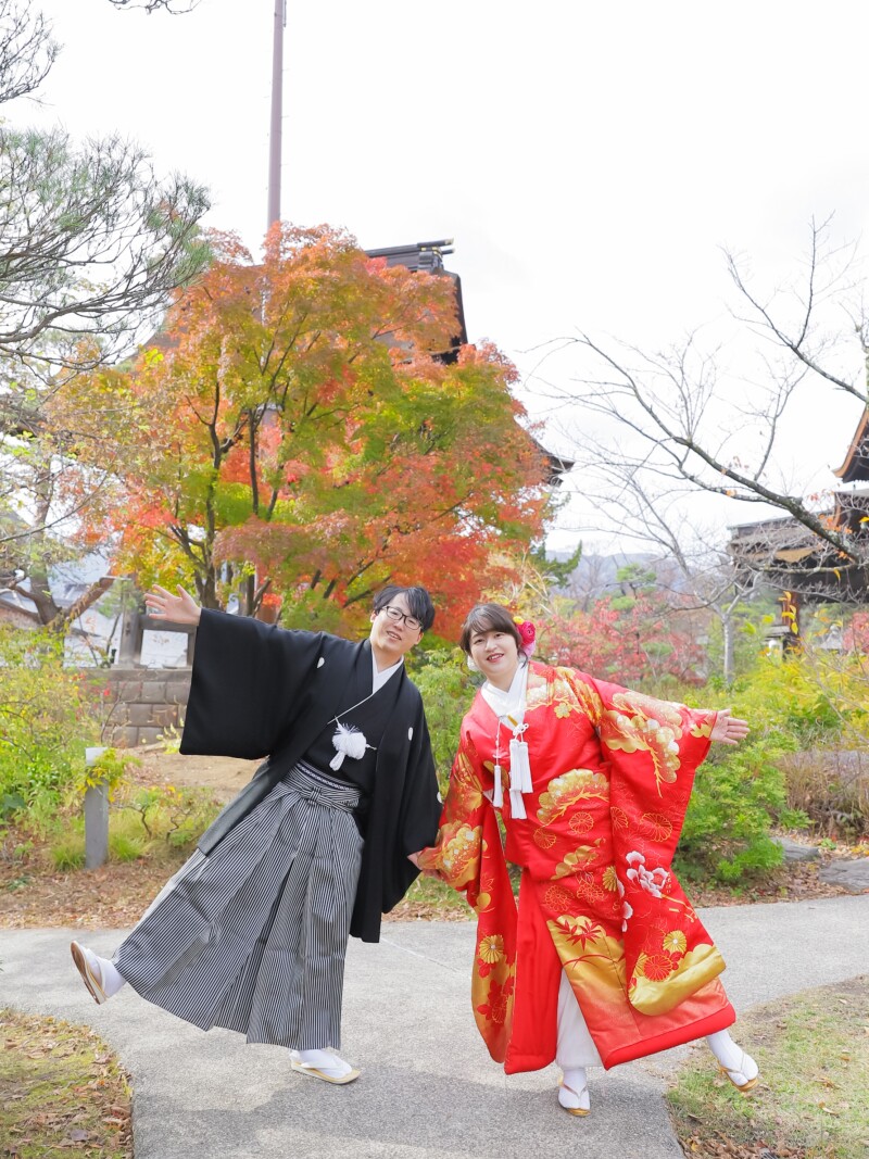 【秋フォト(10月11月)】 善光寺ロケーション撮影《秋の景色に着物映えまちがいなし!秋ならではの趣ある風景とともに》