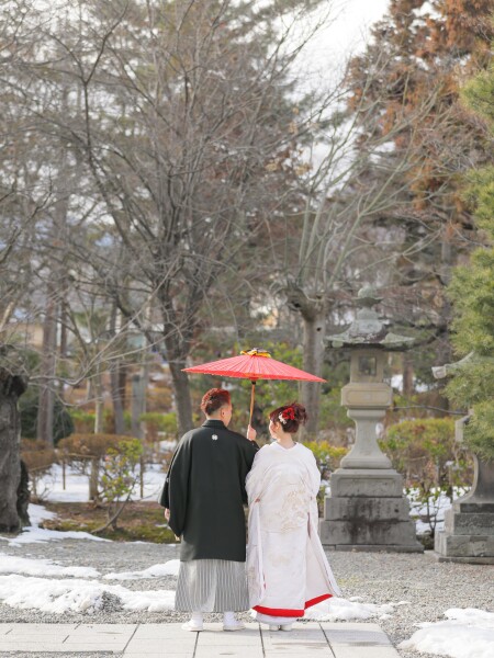 冬フォト【12月撮影】和装 善光寺ロケーション撮影《冬ならではの趣ある景色と二人らしさを残》》