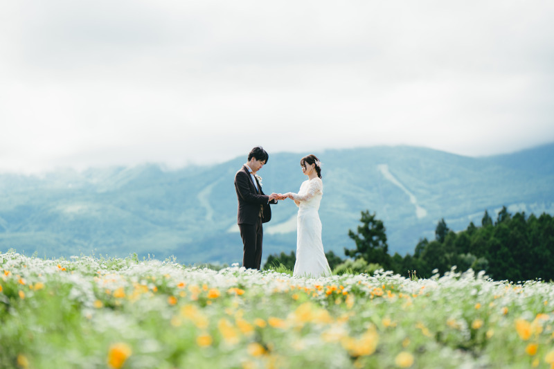 那須連峰の壮大な景色の中で