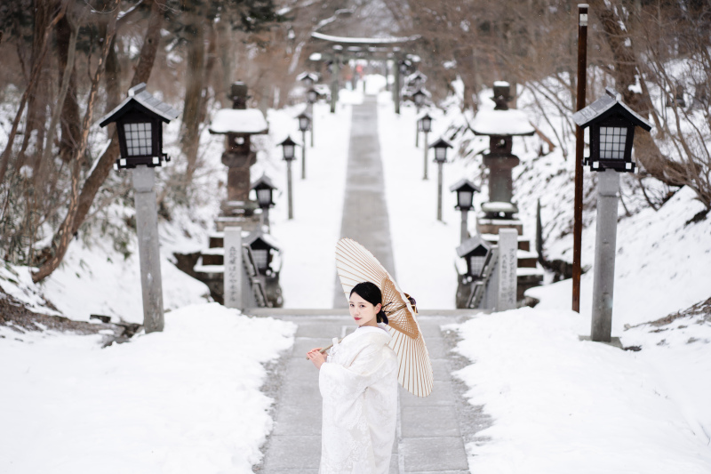 【2月撮影限定★雪ロケ】白銀の世界に包まれる、那須温泉神社の和装フォト