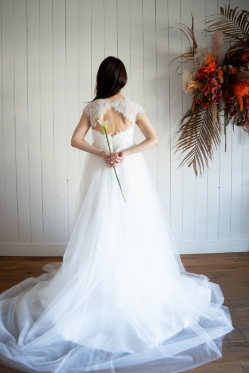 《マタニティ》ソフトチュールエンパイアドレス