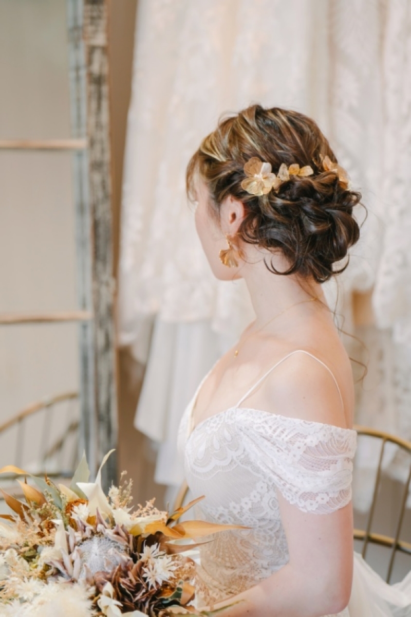 ゴールドフラワーヘッドピースセット