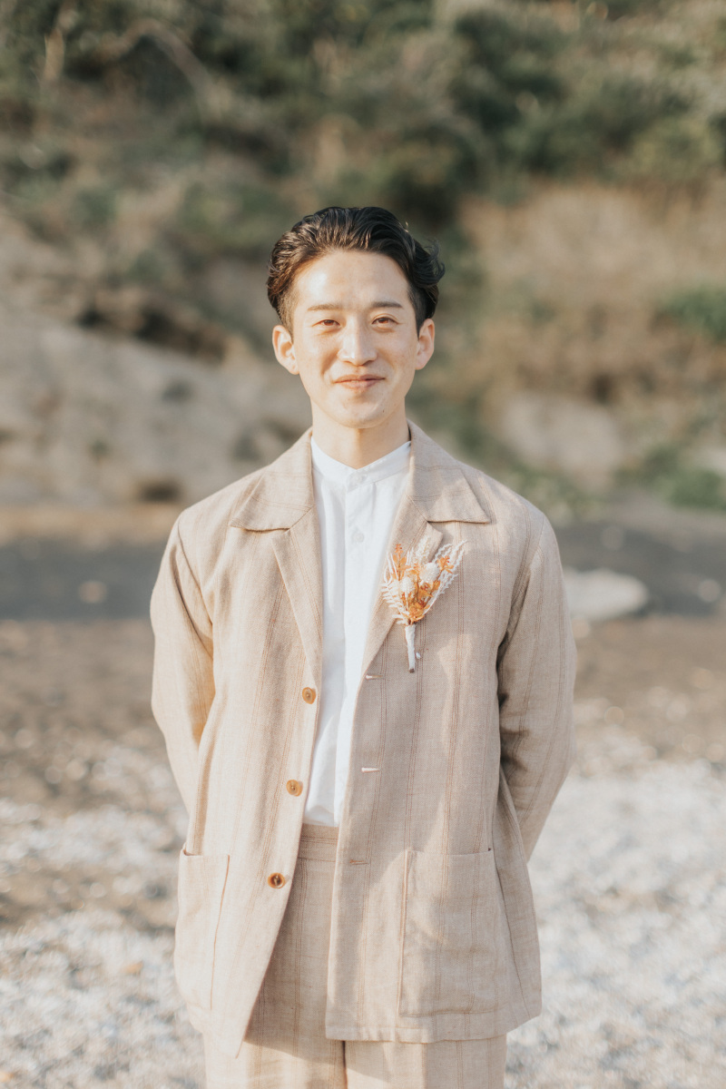 ベージュストライプセットアップ