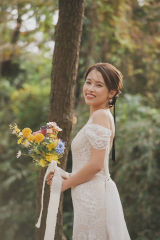 オフショルダーチュール ドレス