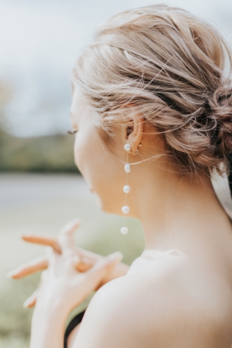 天然淡水パールイヤリング