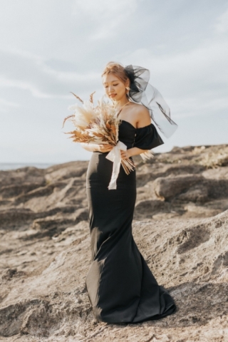 ブラックソフトマーメイドドレス