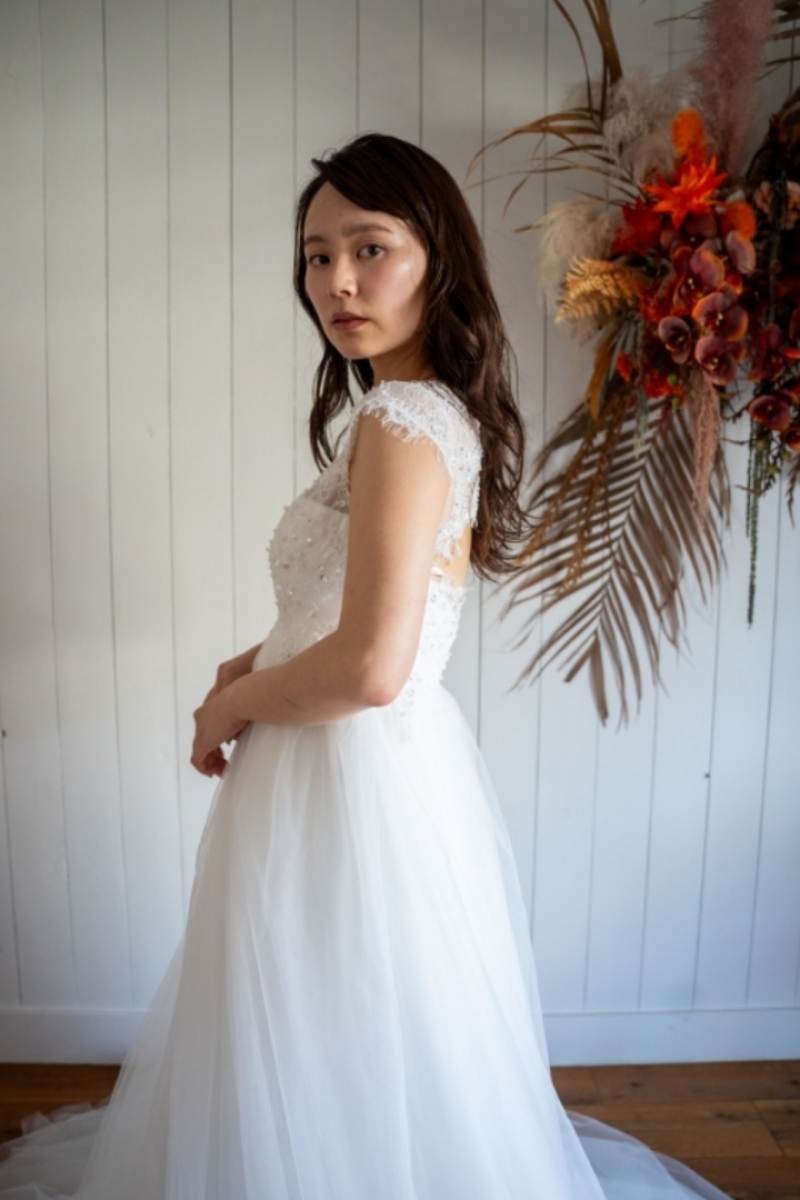 《マタニティ》ソフトチュールエンパイアドレス