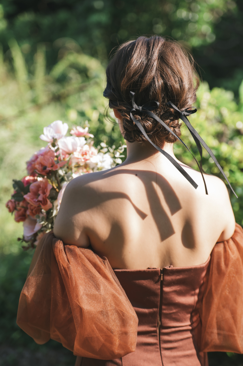 ブラウンカラードレス