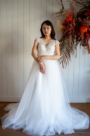 《マタニティ》ソフトチュールエンパイアドレス