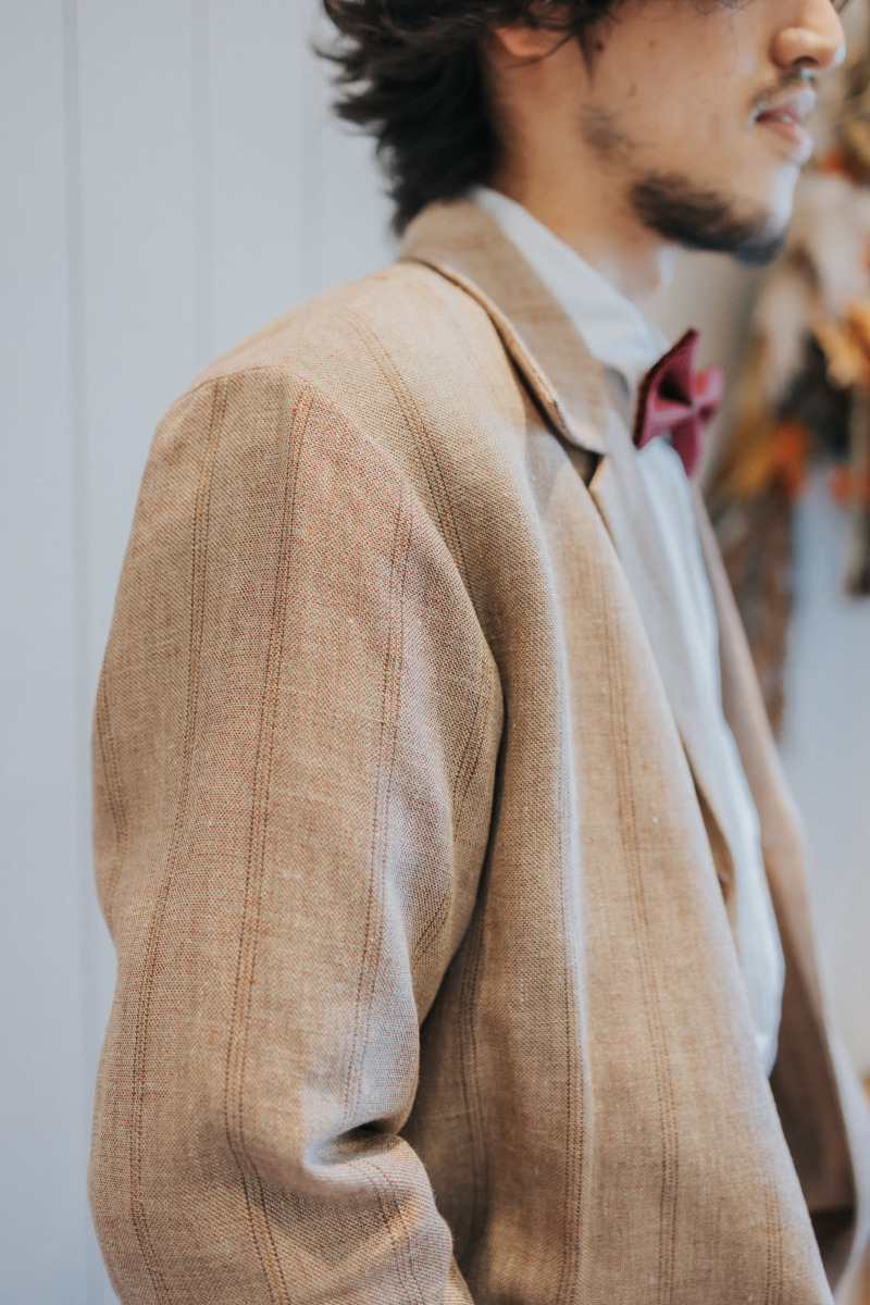 ベージュストライプセットアップ