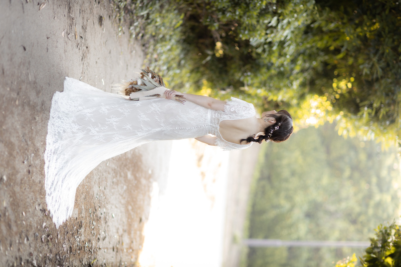 袖付き刺繍マーメイド ドレス