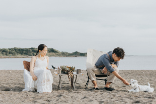 三浦海岸｜SPELLのドレスで愛犬も一緒に