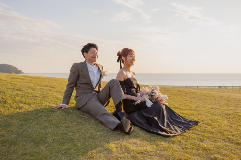 夕暮れ時の海岸