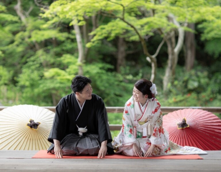 和装ならではの小物を使用した撮影