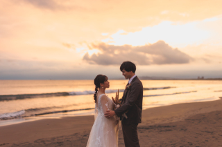 秋の湘南海ロケーション｜秋の夕焼け空が綺麗な一日