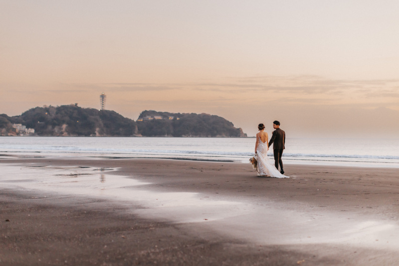 diar wedding　_海で撮影できる