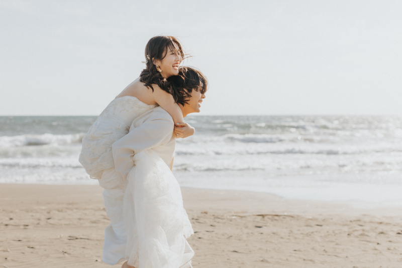 diar wedding　_海で撮影できる