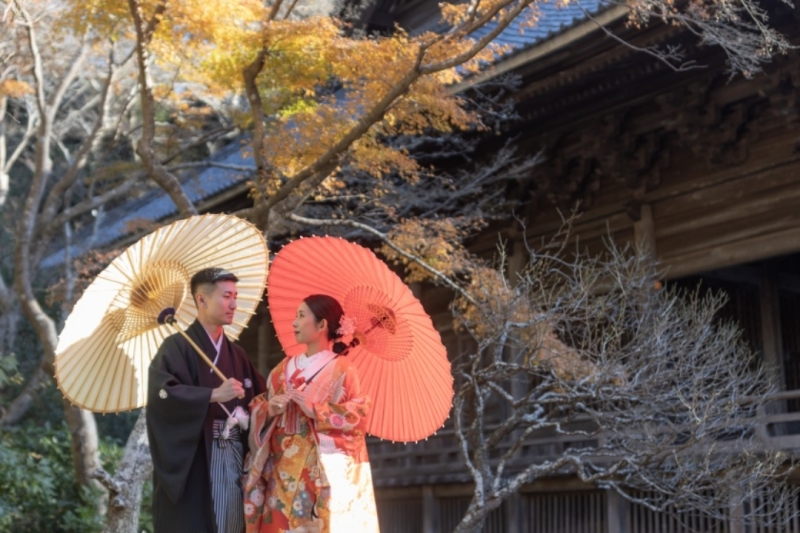 《写真と動画のセットプラン》*鎌倉寺院で前撮り＆オープニングムービー* 【写真データ約100カット＋映像データ＋DVD1枚】