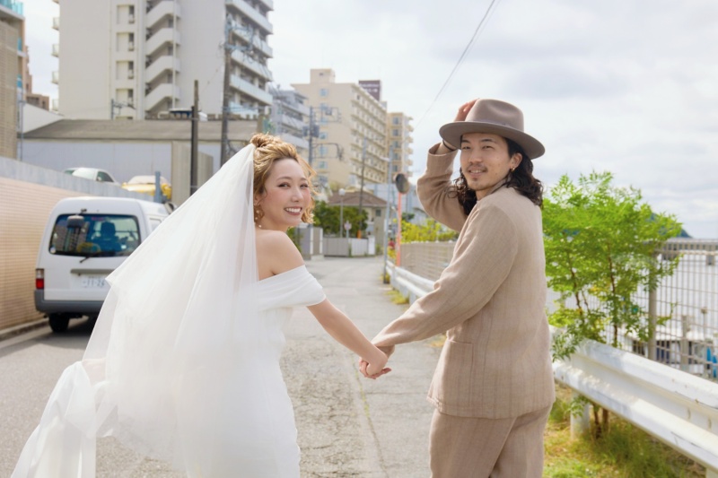 《韓国風フォト》 街撮りで自分たちらしく【片瀬江ノ島での街撮りフォトウェディング】
