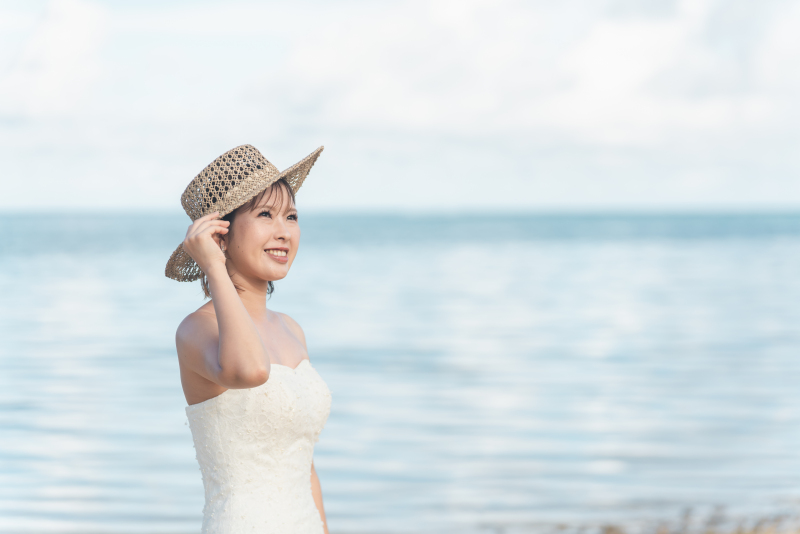 麦わら帽子でソロショット☆