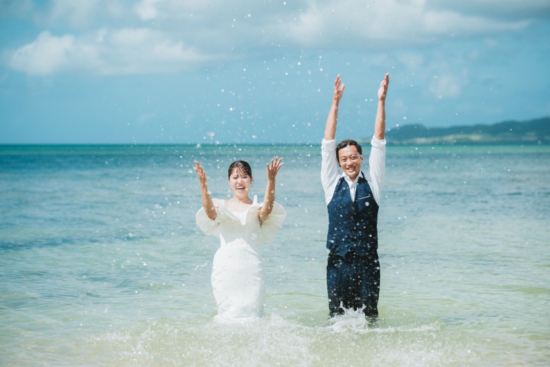 【平日限定】dress1着追加無料☆ウォーターインビーチフォト☆衣装＆ヘアメイク100カット保障！