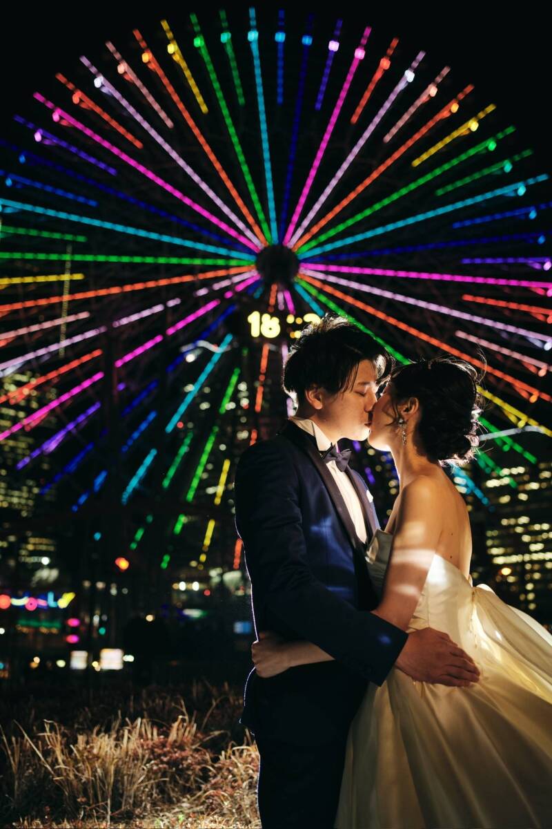 コスモワールドの観覧車前で