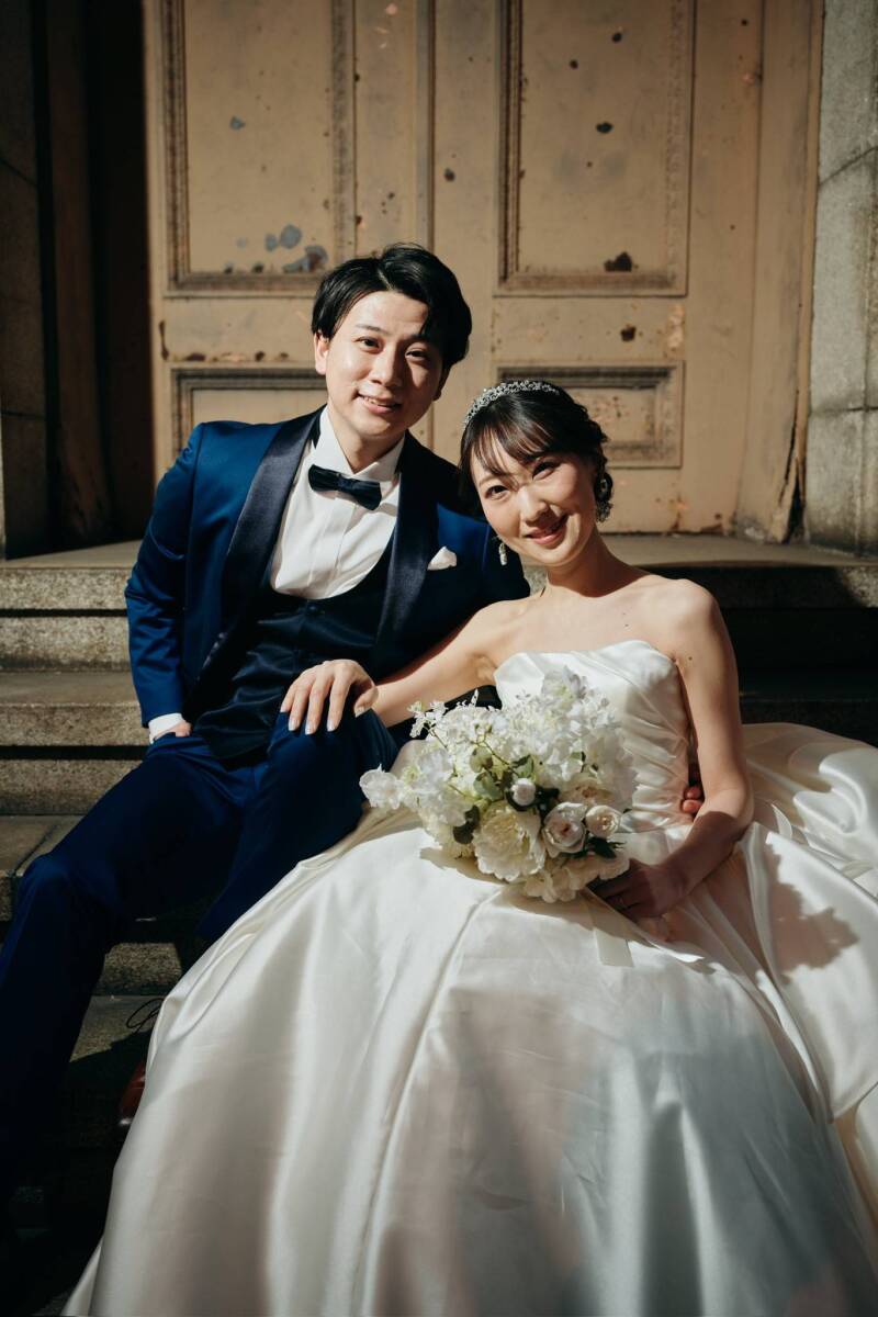 歴史ある馬車道の街中での撮影