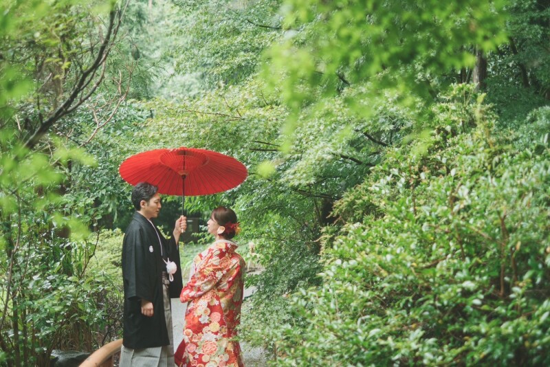 久良岐能舞台プラン|白無垢・色打掛・紋付袴・綿帽子付|紅葉も綺麗!移動タクシー代込み