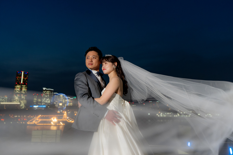 みなとみらいを一望できる「大さん橋」ロケーション撮影プラン【ナイトフォト】愛犬との撮影可能