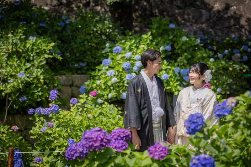 紫陽花と和装、相性◎