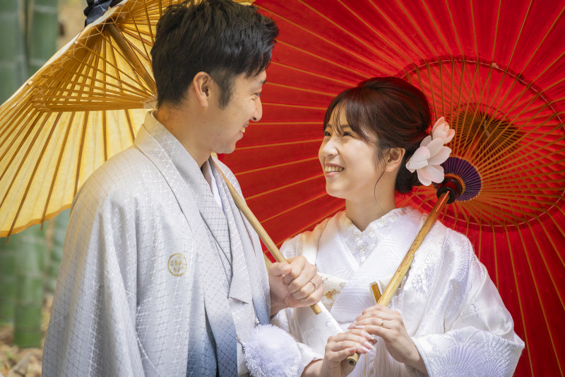 番傘が彩る和装姿