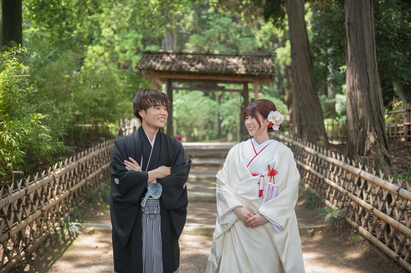 新緑の道で自然に