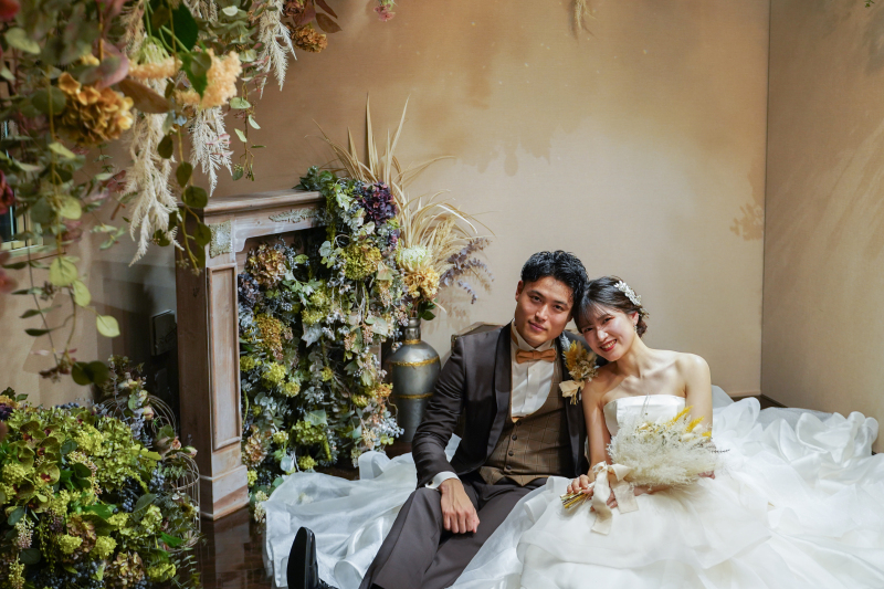 二人でお座りショット