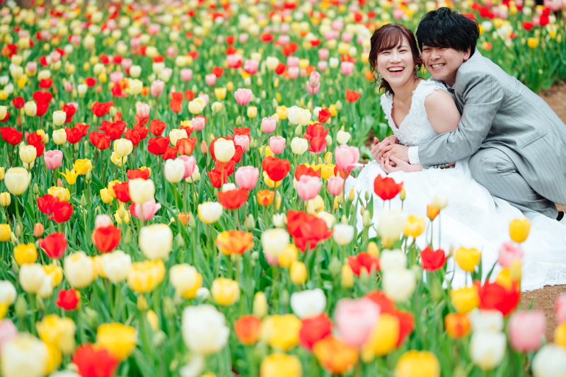 色とりどりのお花と。