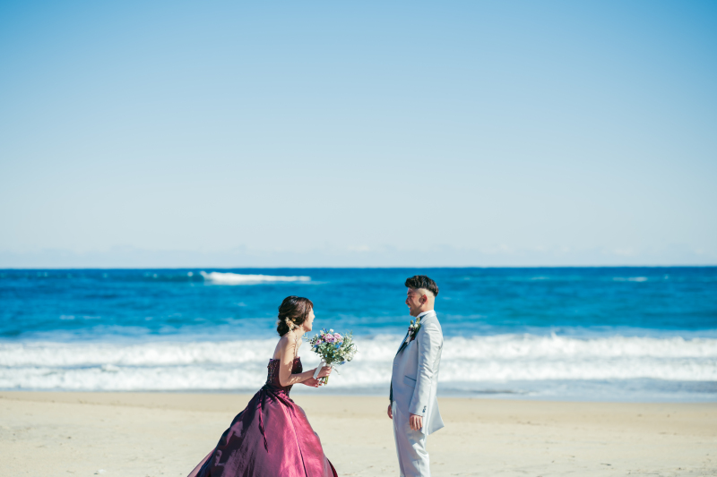 【秋限定】人気衣装×澄んだ秋空の下で叶える、ふたりのウェディング:洋装1着ロケーション撮影♪修正データ付☆