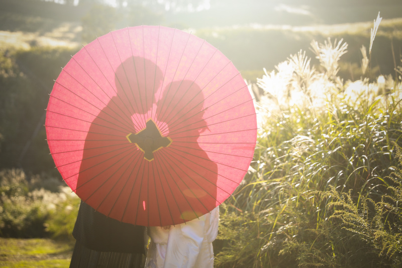 番傘の中の秘密なふたり