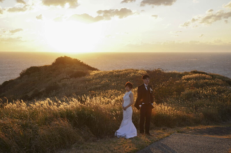 夕陽とススキと