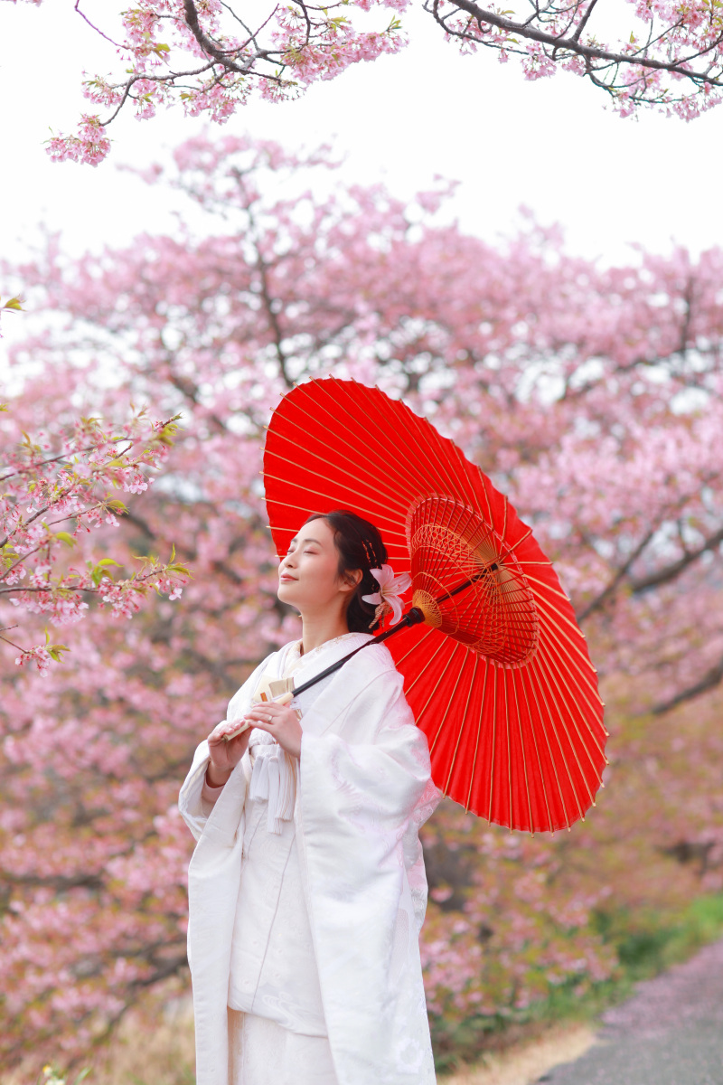 番傘を添えて華やかに