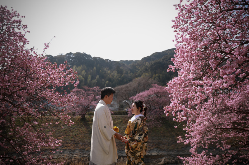 河津桜と2人