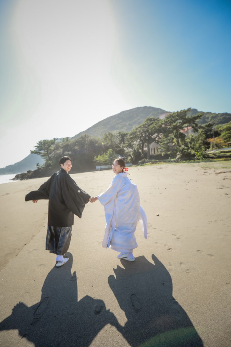 走って振り返って、笑顔!