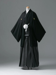 正絹紋付×黒格子袴