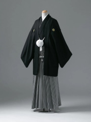 正絹紋付×ストライプ袴