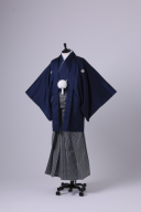 ネイビー紋付×ストライプ袴